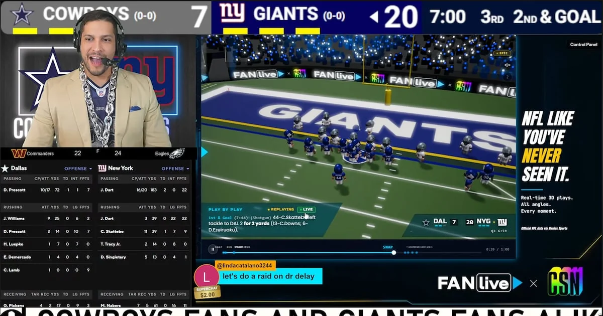 Sports Business Journal on Fan.Live and CSN debuting live NFL visualizations on social channels