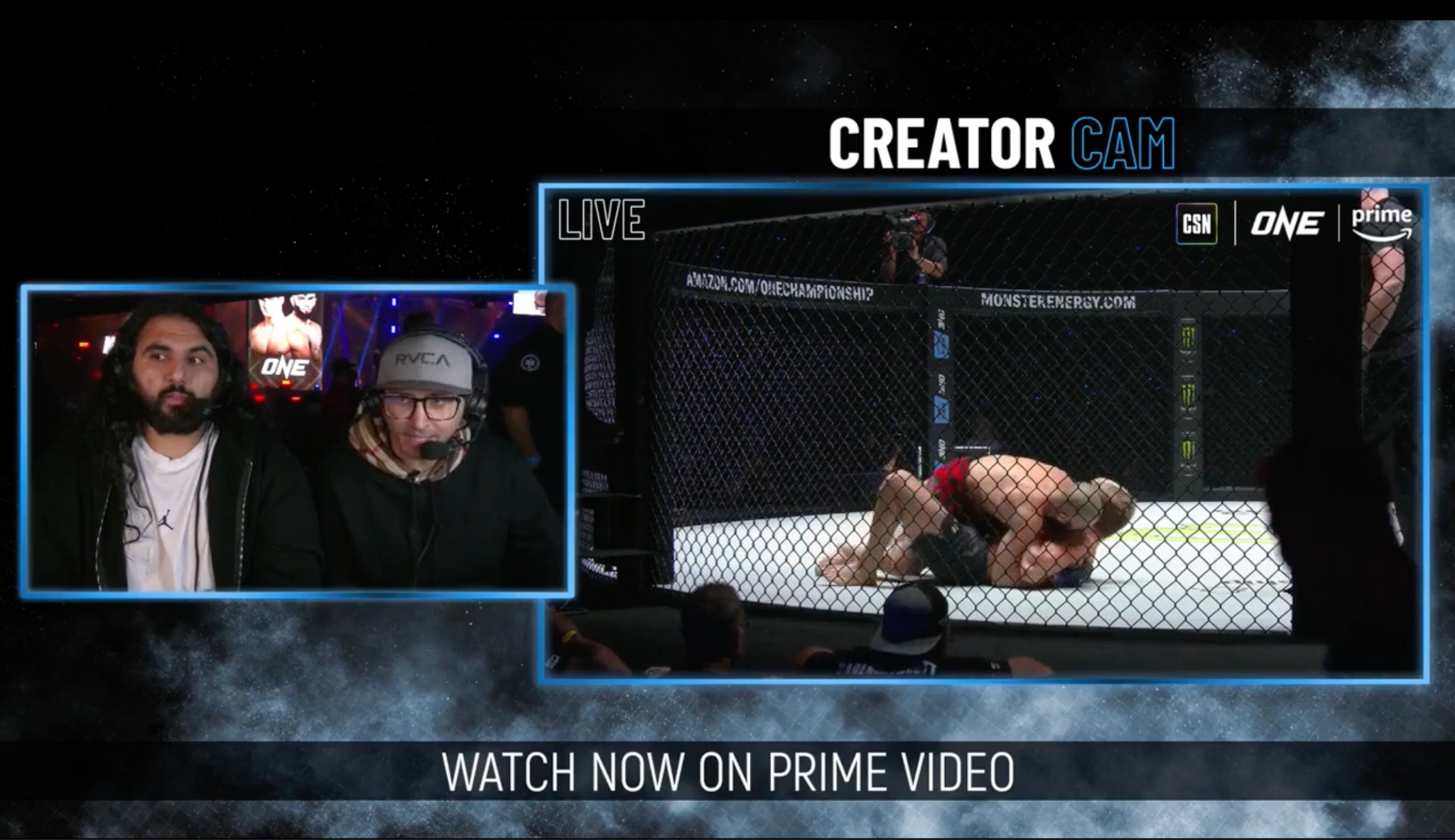 Creator Cam single-angle feed layered over an ONE Championship broadcast